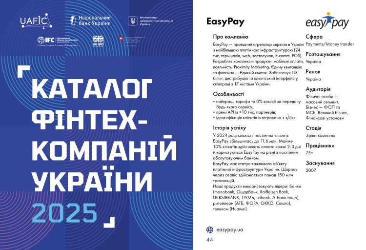 EasyPay у Каталозі фінтех-компаній України