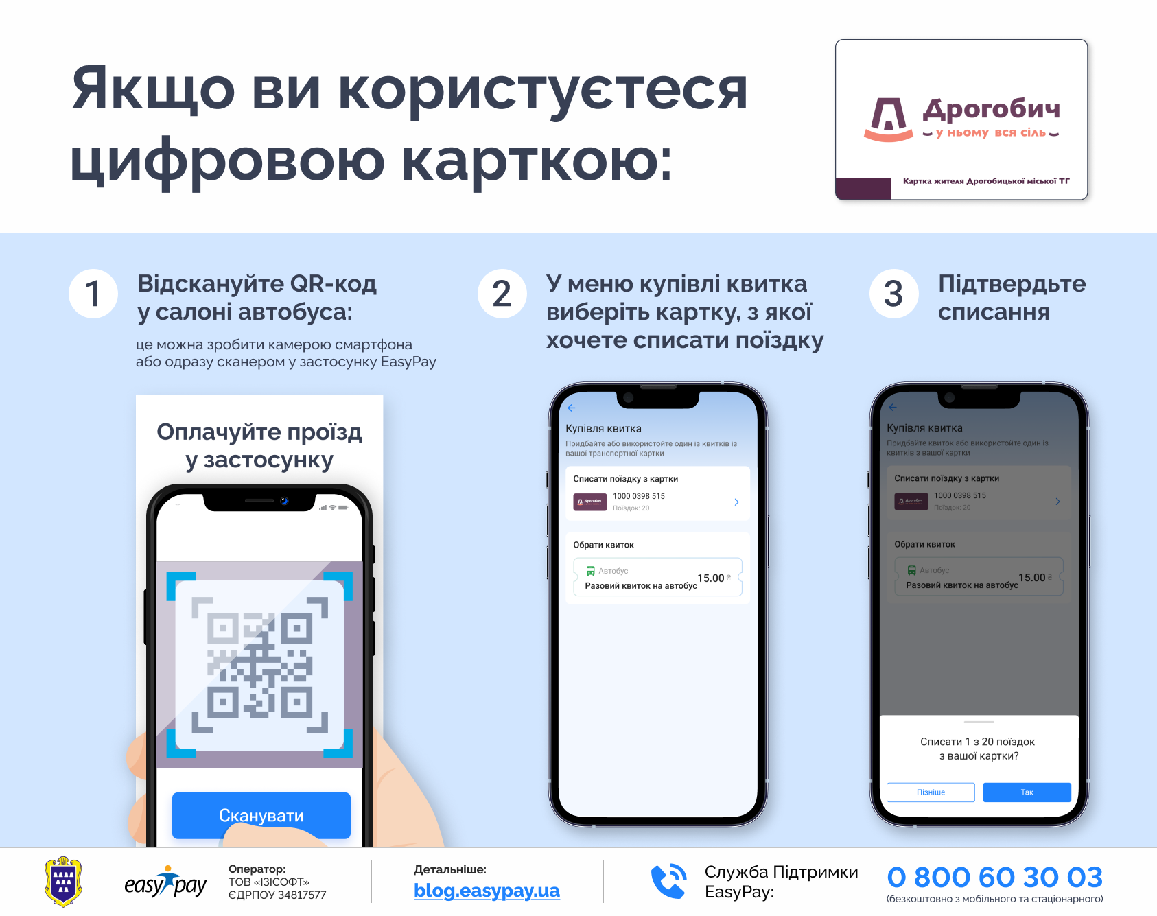 Як оплатити проїзд «Карткою Дрогобичанина» в застосунку EasyPay?