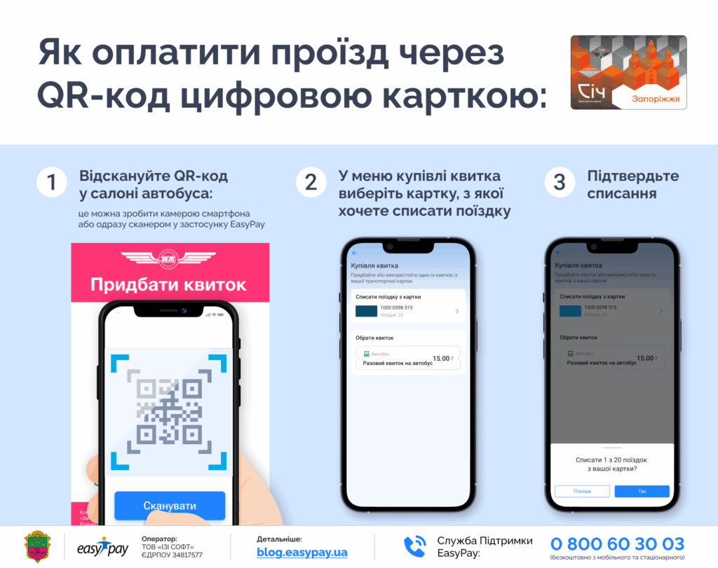 Транспортна картка - як оплатити проїзд без фізичної "Січ Загальна"