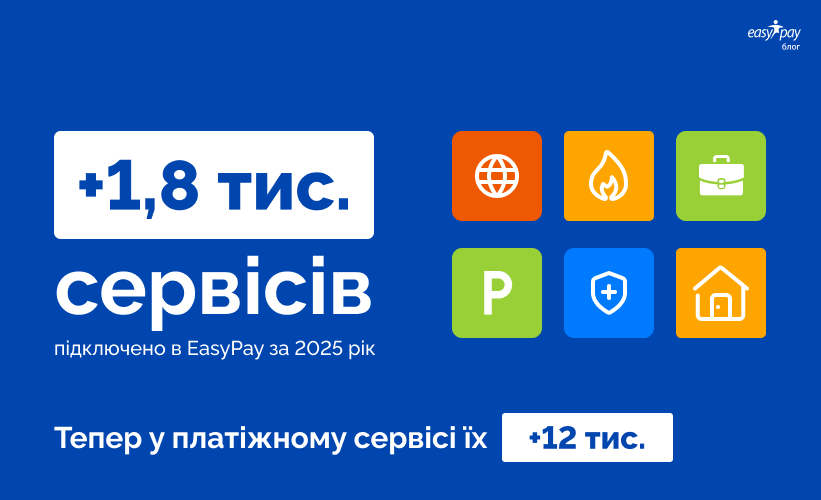 +1,8 тис. сервісів підключили в EasyPay за 2025 рік