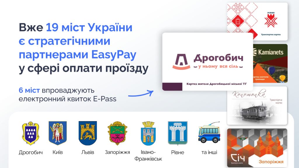 Впровадження е-квитка від EasyPay: 19 міст-партнерів, 6 з яких - впроваджують комплексну АСООП 